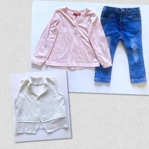 Girls Dark Washed Jeans W/Matching Pink Top/vest